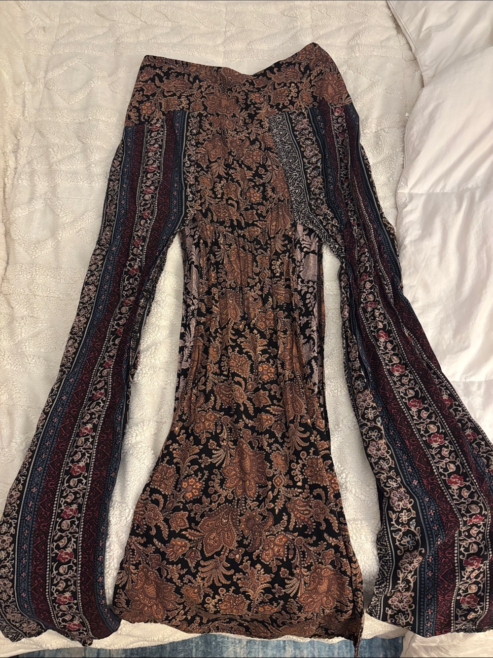 Boho Floral skirt - Black and Rust